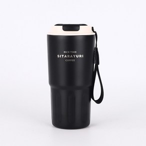 [노바상점] SITARAYURI 600ml 스트랩 텀블러 이중진공 보온 보냉 스텐 콜드컵, SITARAYURI 600ml스트랩텀블러-블랙, 1개