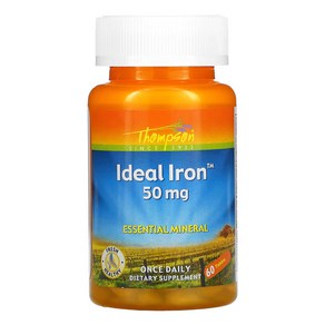 톰슨 아이디얼 아이언 에센셜 미네랄 철분 Ideal Ion 50mg 60정, 1개