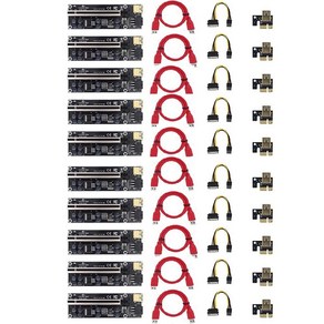 10Pack Ver009s Plus PCI-E 라이저 카드 PCI Express 1X TO16X 어댑터 USB 3.0 케이블 SATA 광업을위한 6 핀 전원 케이블