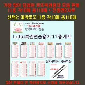 대박로또 당첨많은 초대박로또 복권용지11종 각10매총110매+펜2개