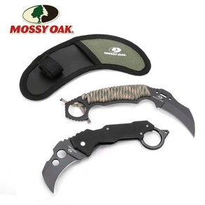 카람빗 정글도 캠핑나이프 Mossy Oak 전술 Karambit 나이프 비상 장비 포켓 접이식 고정 블레이드 세트 야외 캠핑 도구 2 개