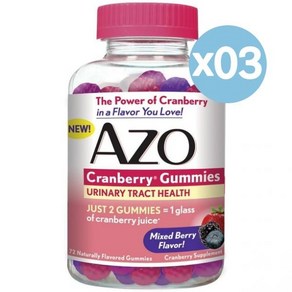 AZO 아조 크랜베리 구미 유리너리 트랙트 헬스 72개입 3팩 Canbey Uinay Tact Health Gummies Dietay Supplement Mixe, 72정, 3개