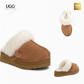 어그디스케트 호주어그 UGG 플랫폼 슬리퍼 양모 양털 24FW 체스트넛