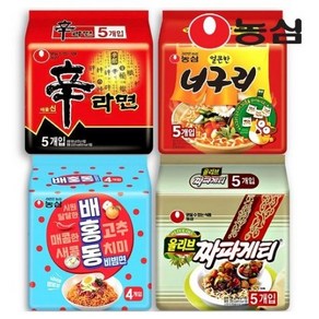 농심 신라면 멀티 1봉(5개)+너구리 매운맛1봉(5개)+배홍동 비빔면1봉(4개)+짜파게티 1봉(5개)/봉지라면 묶음, 1세트