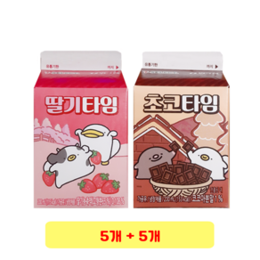 빙그레 오구 딸기타임 200ml + 초코타임 200ml, 5개, 5개