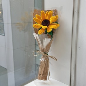 [자체제작 동영상 제공] 한 송이 해바라기 모루 꽃다발 DIY 만들기 패키지, 오렌지, 1개