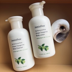 Innisfee이니스프리 My Pefumed Body GREEN TANGERINE 마이 퍼퓸드 바디 Cleanse+Lotion 바디 클렌저+로션 (330+330ml), 330ml, 2개