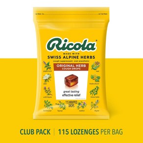 리콜라 오리지널 허브 기침 캔디 대용량 115 개입 Ricola Oiginal Natual Heb Cough Dops, 1개