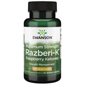 스완슨 맥시멈 스트렝스 Razbei-K 라즈베리 케톤 500mg 베지 캡, 1개, 60정
