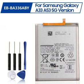 갤럭시 A33 A53 5G SM-A5360 A5360 용 교체 배터리 EB-BA336ABY 충전식 휴대폰 4860mAh, 한개옵션0, 1개, 1개입