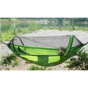 HAMMOCK 모기방지 퀵오픈 해먹 300KG하중 공중쉘터 캠핑 야외 정원, 연두