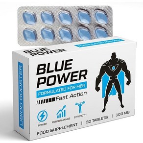 Blue Powe 30 알약 100mg - 남성을 위한 더 강하고 더 강화된 강도 견고함 - 높은 체력 성능을 향상시키도록 설계됨 장기간 결과 - Natua, 30정, 1개