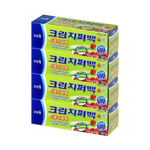 크린랩 크린 이중 지퍼백 미니 15cmX10cm 20매 4개, 1세트