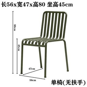 모던 빈티지 올리브 그린 철제 야외 의자 벤치 테이블, 팔걸이 없는 의자 앉은키 45 cm