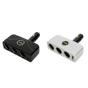 삼진 usb 다이렉트 3구 소켓 차량용 시거잭 시거 짹 차량 용 충전, 블랙, 1개