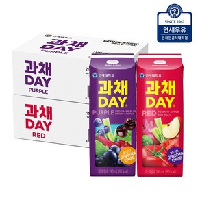 연세유업 과채데이 과채음료 레드 24팩+퍼플 24팩(총48팩), 190ml, 48개