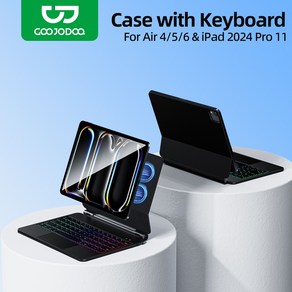 GOOJODOQ 매직 키보드 케이스 iPad Po 11 M4 Ai 4/5/6 스마트 포고 핀 블루투스 5.2 멀티 터치 트랙 패드, [01] Ai 4 Ai 5 10.9, [02] Black English, 1개