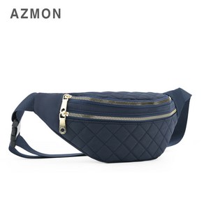 AZMON 레트로 마름모자수 여성 힙색가방 0.11kg 초경량 용량2.5L