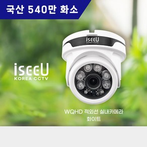 iseeU 국산 CCTV 540만화소 실내 전용 적외선 돔 카메라 화이트 iseeU WQHD, MSS-A4K06DW 화이트, 1개