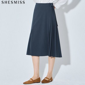 [쉬즈미스(SHESMISS)] 플리츠 블록 벨티드 스커트 (택가격 168000원)