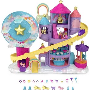 폴리 포켓 Polly pocket 레인보우 펀랜드 테마 파크와 유니콘 2개 폴리 샤니 마이크로 인형, 1개