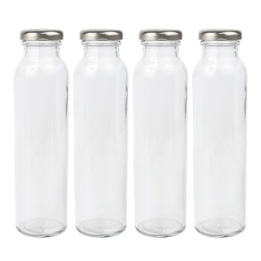 가인글로벌 일자음료300 유리병 실버캡, 4개, 300ml