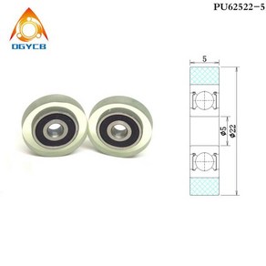 PU 코팅 베어링 도르래 휠 PU62522-7 보어 소프트 고무 폴리우레탄 22mm 직경 1 개, 1개