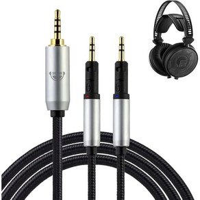 okcsc TCR70X 헤드폰 케이블 와이어 교환 이어폰 헤드폰용 Audio-Technica용 ATH-R70X에 적합 OFC 4심 잠금 기구 부착 길이 2.0m 4.4mm 일본직배, 2.5mm, 1개