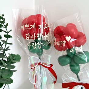 파티아일랜드 카네이션 꽃송이 DIY 세트 요술 풍선 꽃풍선 레터링풍선 스승의날 어버이날, 1개, 4)편지체_영문/한글