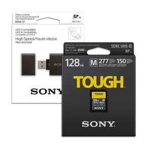 소니 SDXC TOUGH UHS-II V60 SF-M128T SD카드 + MRW-S1 고속리더기, 128GB, 1개