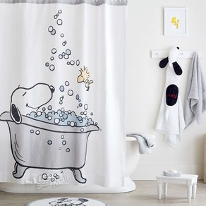 피넛 스누피 샤워 커튼 PEANUTS SNOOPY SHOWER CURTAIN, 1개