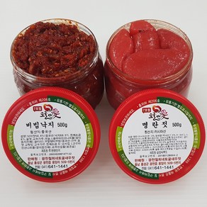 [토굴안애] 1+1 비빔낙지젓+명란젓 광천 양념젓갈 500g, 1세트