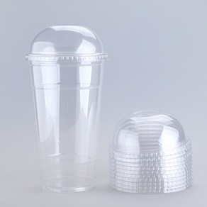 [국내생산] 컵뚜껑세트 107파이 32온스 투명 아이스컵+돔뚜껑 세트 1리터/테이크아웃, 100개, 1개, 1L