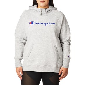 Champion 여성용 파워블렌드 플리스 후드 스크립트 로고 화이트-y08113