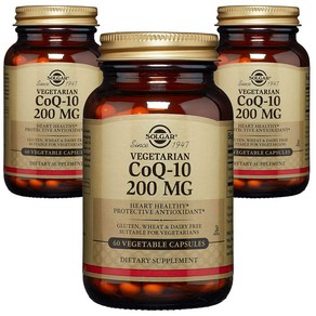 솔가 베지테리언 CoQ-10 200mg 베지터블 캡슐 무설탕 글루텐 프리, 3개, 60정