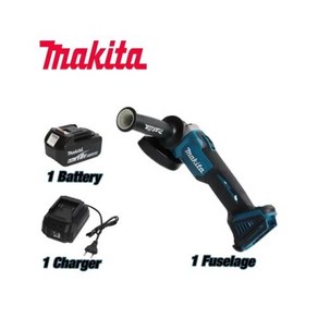 Makita 기 도구 무선 전동 공구 전기 앵글 기 브러시리스 샌딩기 컷 DGA404, 1battey 1chage, EU, 1개