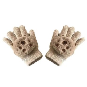 풀 핑거 카피바라 플러시 귀마개 만화 방풍 겨울 장갑 접이식 이, 1개, 2.Gloves