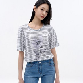 [지센] 린넨 스트라이프 반팔 티셔츠 LCTSN425_WH