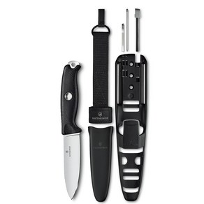 VICTORINOX(빅토리녹스) 벤처 Pro 블랙 다기능 나이프 아웃도어 캠프 시스 나이프 풀 텅 구조 캐리 루프 부착 볼펜 파이어 스틸 탑재 스위스제 나이프