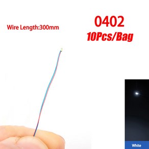 0402 0603 DIY 마이크로 SMD LED 램프 유선 사전 납땜 리츠 칩 철도 장면 모델 빌딩 키트 30cm 3V 10, 10pcs 0402 white, 10개