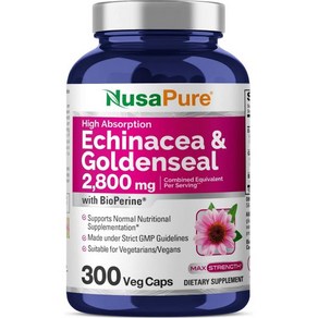 누사퓨어 NusaPue 에키나세아 추출물 6000mg 200개 캡슐, 300 Count (Pack of 1), 1개, 200정