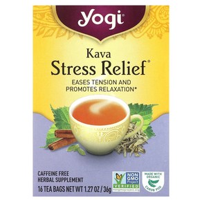 Yogi Tea 카바 Stess Relief 무카페인 티백 16개입 36g(1.27oz), 36g, 1개