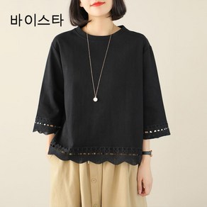 여자 여름 빅사이즈 7부 캐주얼 루즈핏 티셔츠 L-5XL