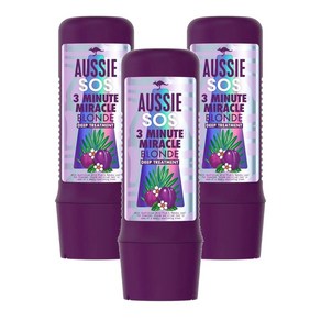 호주 오지 Aussie Blonde Hai Mask SOS 3 미닛 미라클 블론드 딥 트리트먼트, 3개, 225ml