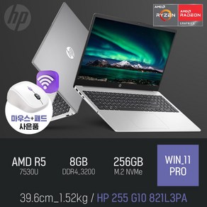 HP 255 G10 821L3PA [무선 마우스 증정], 실버, 라이젠5, 256GB, 8GB, WIN11 Po