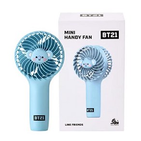 BT21 KOYA 쿄야 미니 휴대 휴대용 핸디 선풍기 3단계 USB 충전식 LED램프 버튼식