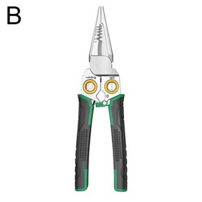 스테인레스 스틸 전기 기술자 압착 클램퍼 와이어 와인딩 커터 도구 다기능 스트리퍼 분할 플라이어 캡 O5N1 신제품, 2) B, 1개