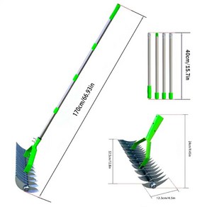 잔디갈고리 뿌리호미 제거기 긁기 잔디관리 갈퀴 대형, 1. 헤드 + 폴(1.70m)