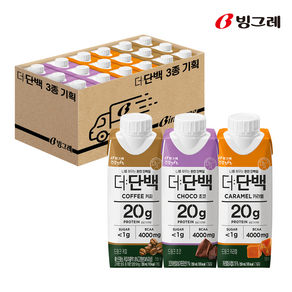 (카라멜 유통기한 임박 : 2025.02.21) 빙그레 더단백 드링크 프로틴음료 250ml 3종 기획, 1세트