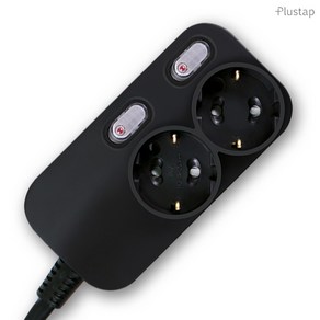 대성 플러스탭 국산 개별스위치 절전 고전압 고용량 멀티탭 2구 16A 250V, 1개, 블랙, 2m
